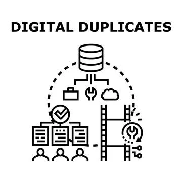Digital duplicates concept managing information and data Stock Illustration