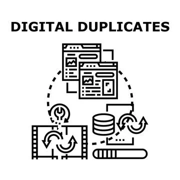 Digital duplicates creating data files duplication process イラスト素材