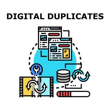 Digital duplicates creating data files duplication process Illustrazione stock