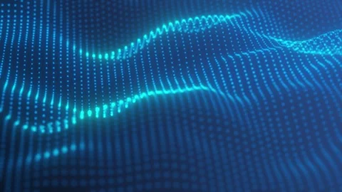 Digital dynamic cyber shining abstract neon wave futuristic blue background Stock Footage 243004507