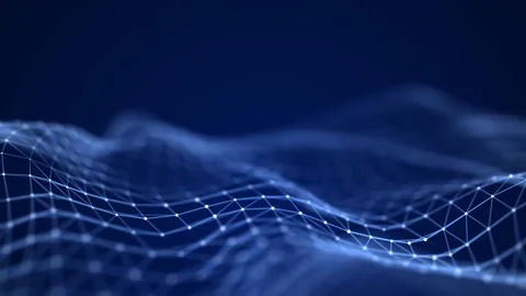 Digital dynamic cyber wave. Abstract futuristic background with dots and lines. Stock Footage 154296436