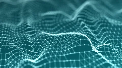 Digital dynamic cyber wave. Abstract futuristic blue background. Stock Footage 154861896
