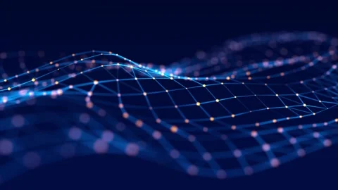 Digital dynamic cyber wave. Abstract futuristic blue background with dots. Stock Footage 155100629