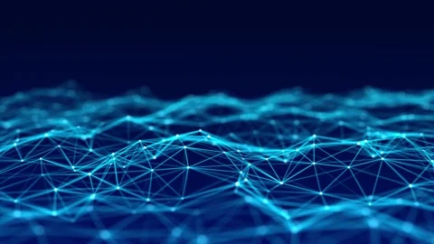 Digital dynamic cyber wave. Abstract futuristic blue background with dots. Stock Footage 155100639