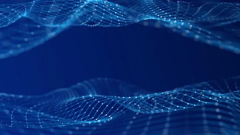 Digital dynamic cyber wave. Abstract blue background with dots and lines. Stock Footage 155334835