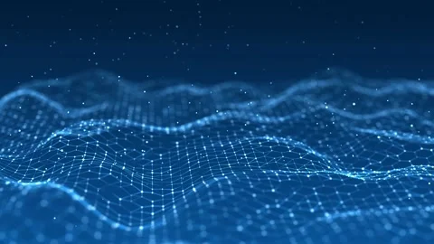 Digital dynamic cyber wave. Abstract futuristic blue background with dots. Stock Footage 155486219
