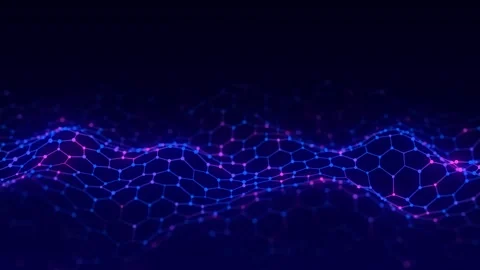 Digital dynamic cyber wave. Abstract futuristic hexagon background Stock Footage 275857912