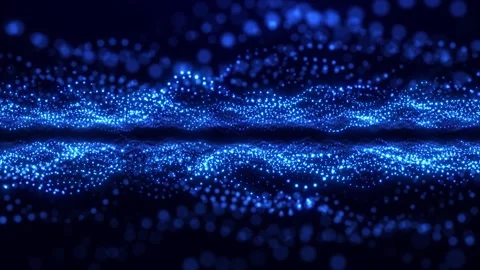 Digital dynamic particle wave, data flow, cyber technology background Stock Footage 253491628