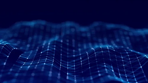 Digital dynamic wave. Abstract futuristic blue background with dots and lines. Stock Footage 154681513