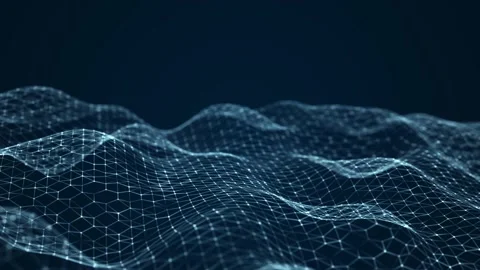 Digital dynamic wave. Abstract futuristic blue background with dots and lines. Stock Footage 154861912