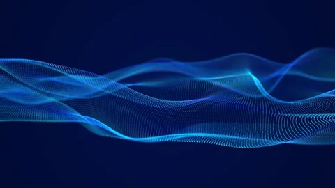 Digital dynamic wave of particles. Abstract blue futuristic background. Stock Footage 154535794