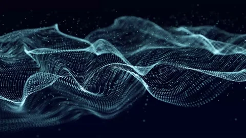 Digital dynamic wave of particles. Abstract blue futuristic background. Stock Footage 155486197