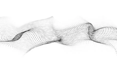 Digital dynamic wave of particles. Abstract white futuristic background. Stock Footage 275863304