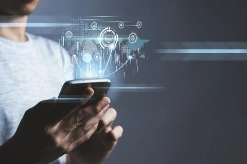 Digital E-commerce and Entertainment, 5G Communication Technology Wireless In 스톡 사진