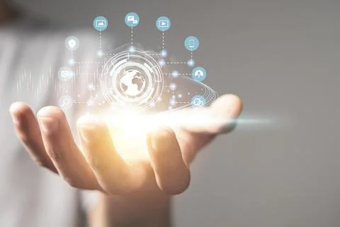 Digital E-commerce and Entertainment, 5G Communication Technology Wireless In Stock Photos