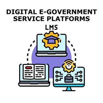 Digital e government service platforms connecting education management Stock Illustration