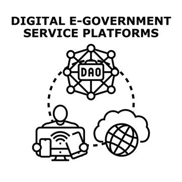 Digital e government service platforms connecting users to dao Stockillustratie