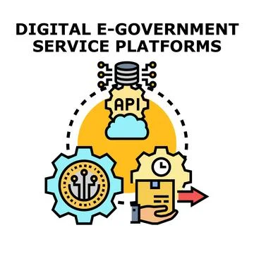 Digital e government service platforms concept vector illustration イラスト素材