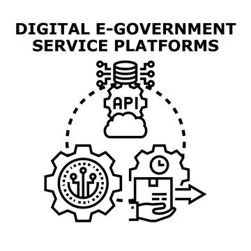 Digital e government service platforms concept vector illustration イラスト素材