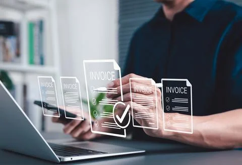 Digital E-Invoice and Billing Management Concept. Foto stock