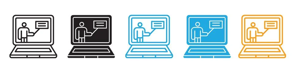 Digital E-Learning and Online Education Icons in Vector Format with Modern .. 스톡 일러스트