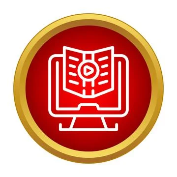 Digital e learning course on computer monitor icon Illustrazione stock