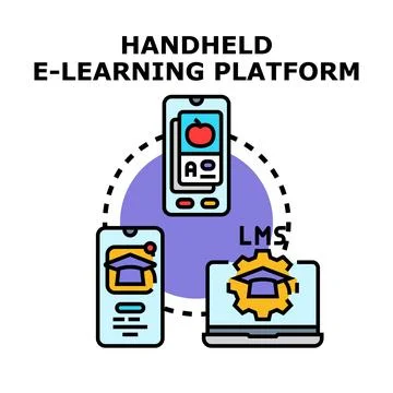 Digital e learning platform connecting educational content and students Stock Illustration