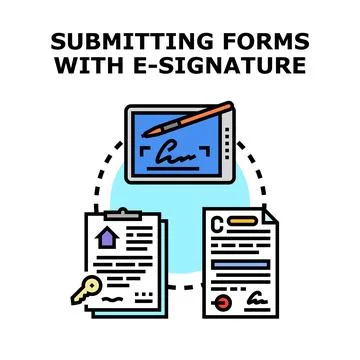 Digital e signature process for submitting online forms Stock Illustration