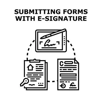 Digital e signature process for submitting online forms Stock Illustration