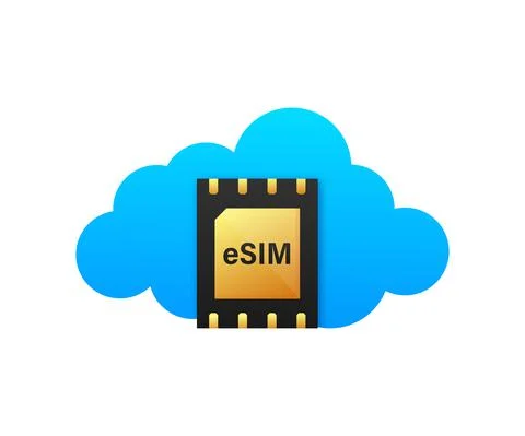 Digital e sim chip motherboard digital chip. Modern icon. White background. V Stockillustratie