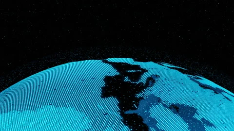 Digital earth 3D orbital rotation in spa... | Stock Video | Pond5