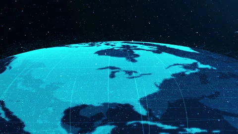 Digital earth 3D orbital rotation in space showing concept of network technology Stock Footage 170587150