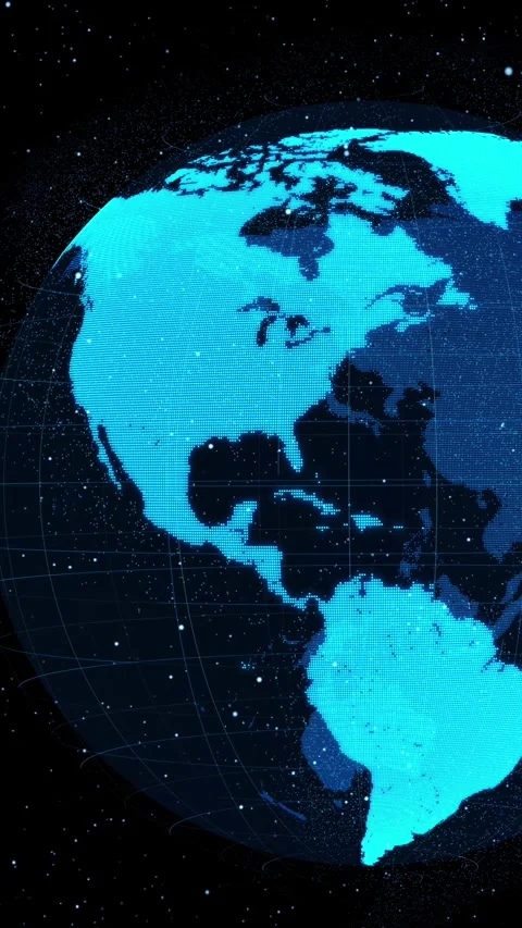 Digital earth 3D orbital rotation in space showing concept of network technology Stock Footage 292434028