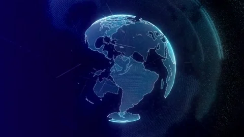 Digital Earth 3D-rendering  Animation. Social future technologies. 4K Stock Footage 171664368