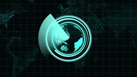 Digital earth animation with radar scan. Digital earth world map grid overl.. Stock Footage 337618770