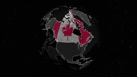Digital earth with Canada flag and map, globe from dots Stock Footage 125402337