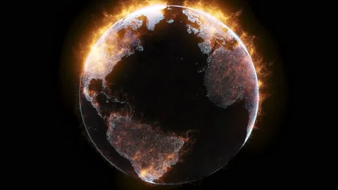 Digital earth continents are on fire Stock Footage 162041723