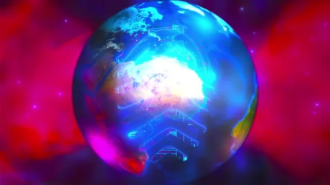 Digital Earth with cybersecurity Stock Footage 312797696