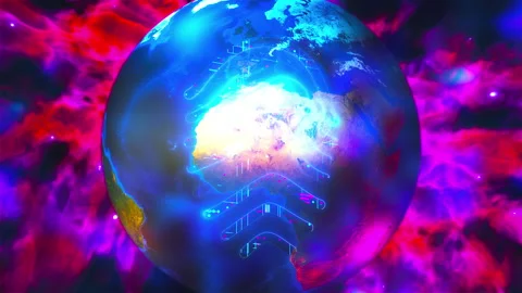 Digital Earth with cybersecurity Stock Footage 312798031