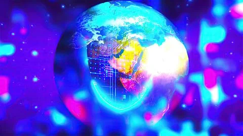 Digital Earth with cybersecurity 스톡 일러스트