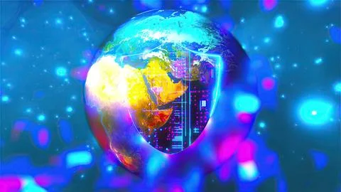 Digital Earth with cybersecurity Stock Illustration