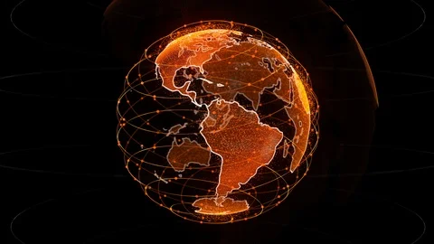 Digital earth data globe - abstract 3D rendering satellites network around the Stock Footage 108663376