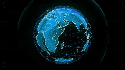 Digital earth data globe - abstract 3D rendering satellites network around the Vídeo Stock 108664594