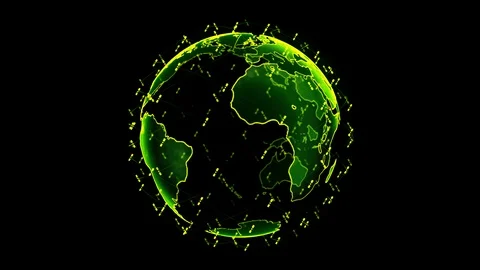 Digital earth data globe - abstract 3D rendering satellites starlink network Stock Footage 108901810