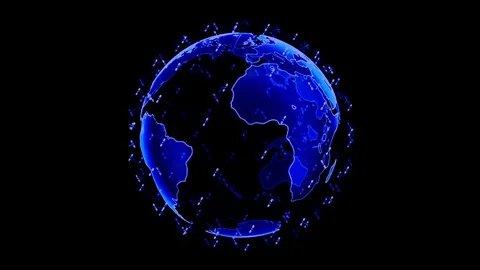 Digital earth data globe - abstract 3D rendering satellites starlink network Video stock 108902232