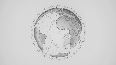 Digital earth data globe - abstract 3D rendering satellites starlink network Stock Footage 108902365
