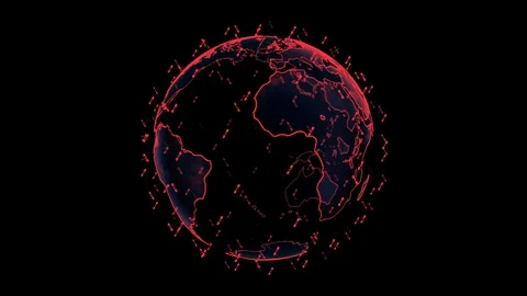 Digital earth data globe - abstract 3D rendering satellites starlink network Vídeo Stock 108902655