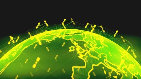 Digital earth data globe - abstract 3D rendering satellites starlink video Stock Footage 108906108