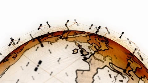 Digital earth data globe - abstract 3D rendering satellites starlink video Stock Footage 108906848