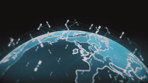 Digital earth data globe - abstract 3D rendering satellites starlink video Stock Footage 108907609